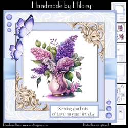 Lilacs and Butterflies #3 (7x7 inch square card kit)