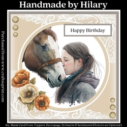 Young Girl and Her Best Friend (7x7 inch square card kit)