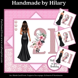 Brunette 21st Birthday (7x7 inch square card kit)