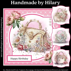 Jewelled Handbags - Makes 4 Cards (7x7 inch square card kit)