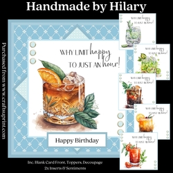Happy Hour Cocktails - makes 6 cards (7x7 inch square card kit)