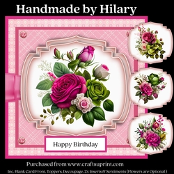 Fuchsia Rose - Inc. 4 Toppers (7x7 inch)