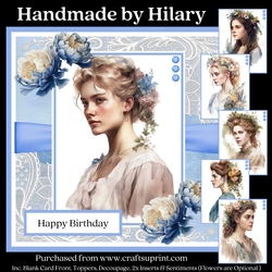 Victorian Flower Girls #2 (inc. 6 toppers) - 7x7 inch kit card kit