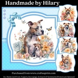 Pitbull and Puppy (Inc. 5 Toppers) - 7x7 inch card kit
