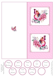 Pink Butterfly DL Quick Card