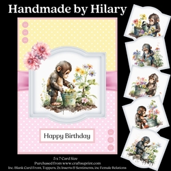 Cute Gardening Chimpanzees (5x7 inch)