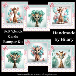 Birthday Giraffe 8x8 Inch Quick Cards Bumper Kit