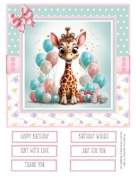 Birthday Giraffe 8x8 Inch Quick Card #1