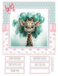 Birthday Giraffe 8x8 Inch Quick Card #2
