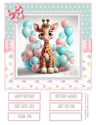 Birthday Giraffe 8x8 Inch Quick Card #3