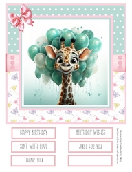 Birthday Giraffe 8x8 Inch Quick Card #4