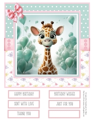 Birthday Giraffe 8x8 Inch Quick Card #6
