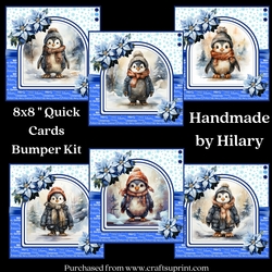 Cute Cosy Penguins 8x8 Inch Quick Cards Bumper Kit