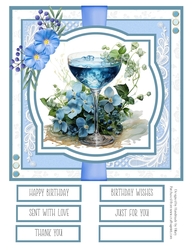 Blue and Green Lagoon Cocktails #1 8x8 Quick Card