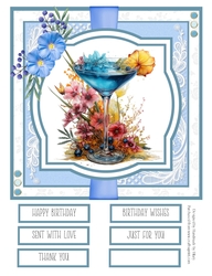 Blue and Green Lagoon Cocktails #2 8x8 Quick Card