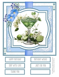 Blue and Green Lagoon Cocktails #3 8x8 Quick Card
