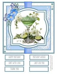Blue and Green Lagoon Cocktails #4 8x8 Quick Card