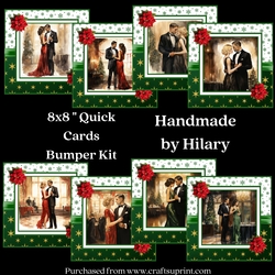 Art Deco Christmas Couple 8x8 Inch Quick Card Bumper Kit