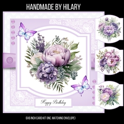 Purple Peonies and Butterflies