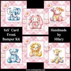 Patchwork Soft Toys Pink - 8x8 Card Fronts - REQUEST