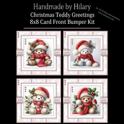 Christmas Teddy Greetings - 8x8 Card Fronts