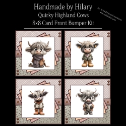 Quirky Highland Cows - 8x8 Card Fronts