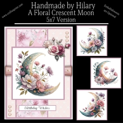 A Floral Crescent Moon - 5x7 Version