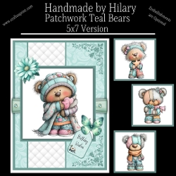 Patchwork Teal Bears - 5x7 Version