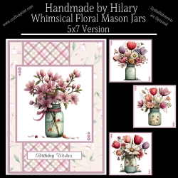 Whimsical Floral Mason Jars - 5x7 Version
