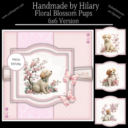 Floral Blossom Pups - 6x6 Version