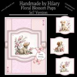 Floral Blossom Pups - 5x7 Version