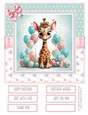 Birthday Giraffe 8x8 Inch Quick Card #1