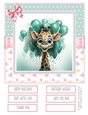 Birthday Giraffe 8x8 Inch Quick Card #2
