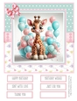 Birthday Giraffe 8x8 Inch Quick Card #3