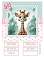 Birthday Giraffe 8x8 Inch Quick Card #6