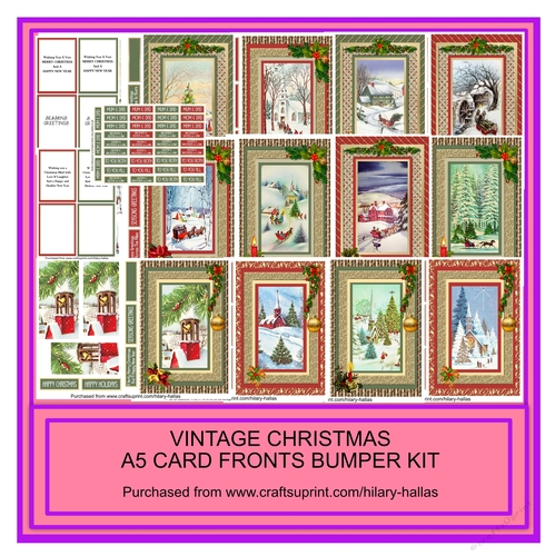 Christmas Vintage A5 Card Fronts Bumper Kit