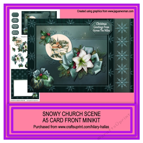 Snowy Church Scene A5 Card Front Minikit