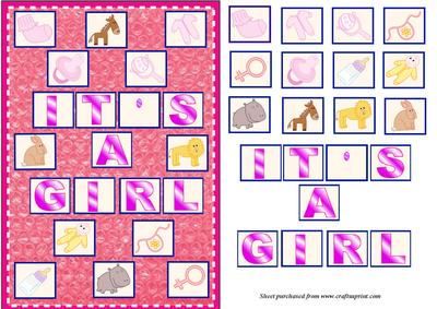 It's a Girl Tile Card