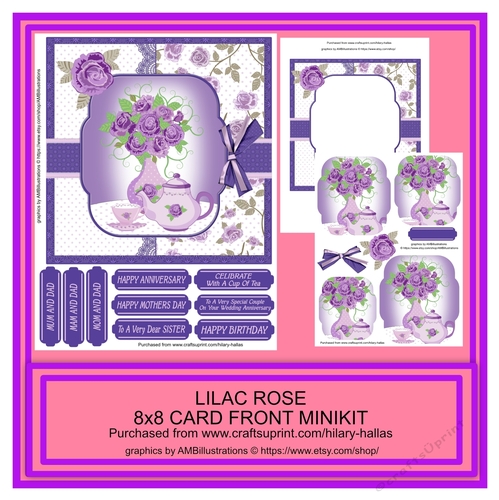Lilac Rose 8x8 Card Front Minikit