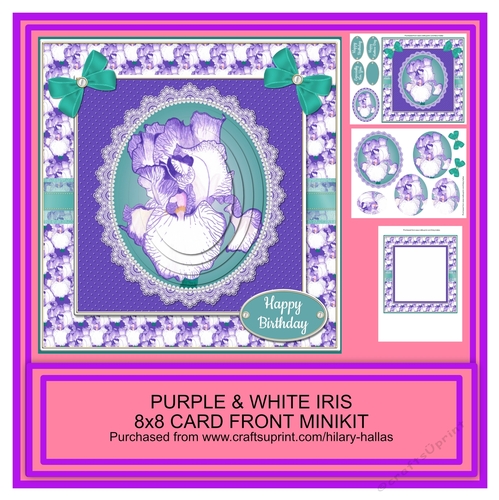 Purple Iris 8x8 Card Front Minikit