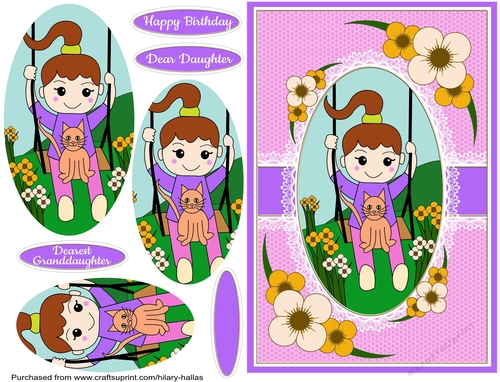 Girl On Swing With Cat