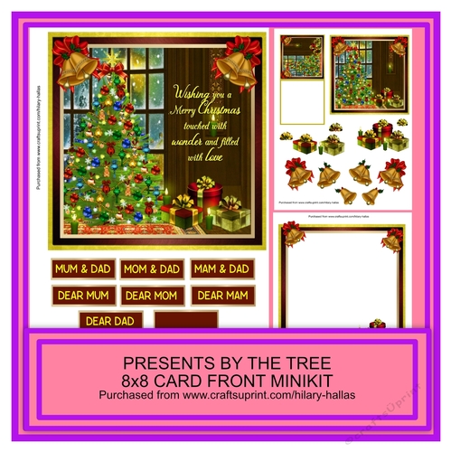Presents By The Tree 8x8 Card Front Minikit