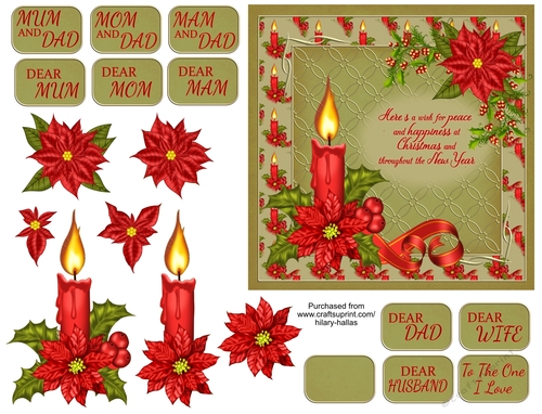 Red Candle & Poinsettia