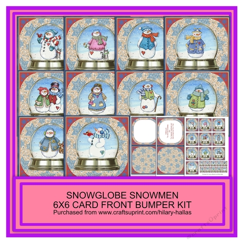 Snowglobe Snowmen 6x6 Card Front Bumper Kit