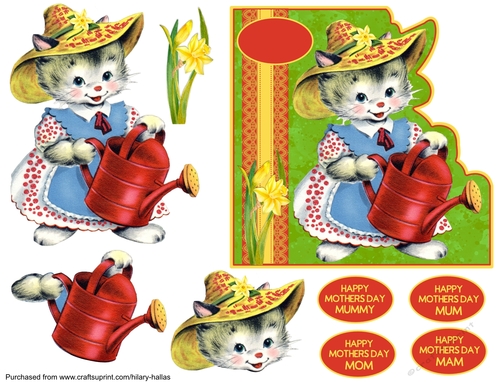 Mrs Cat With Watering Can
