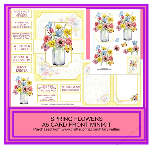 Spring Flowers A5 Card Front Minikit