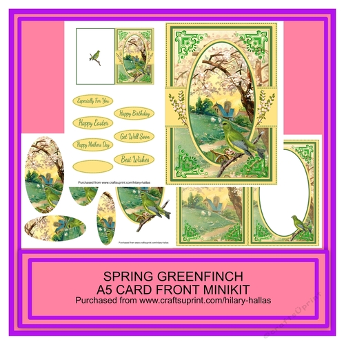Spring Greenfinch A5 Card Front Minikit