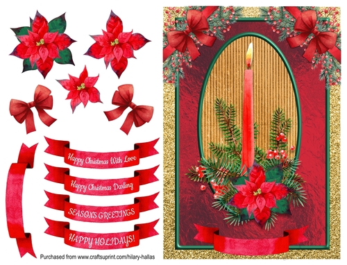 Red Candle & Poinsettia
