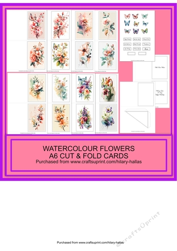 Watercolour Flowers A6 Cut & Fold Cards Bumper Kit