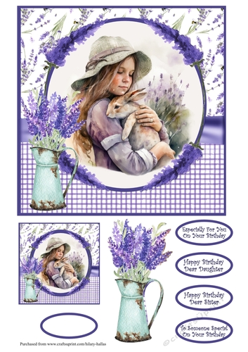 Girl With Rabbit and Lavender